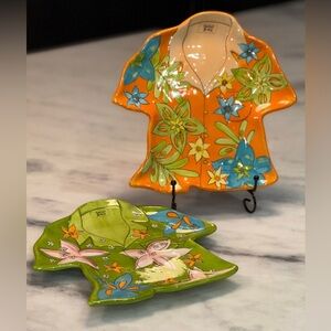 Noble Excellence "SUNSET GROVE" Beach ORANGE and GREEN BEACH SHIRT PLATE.